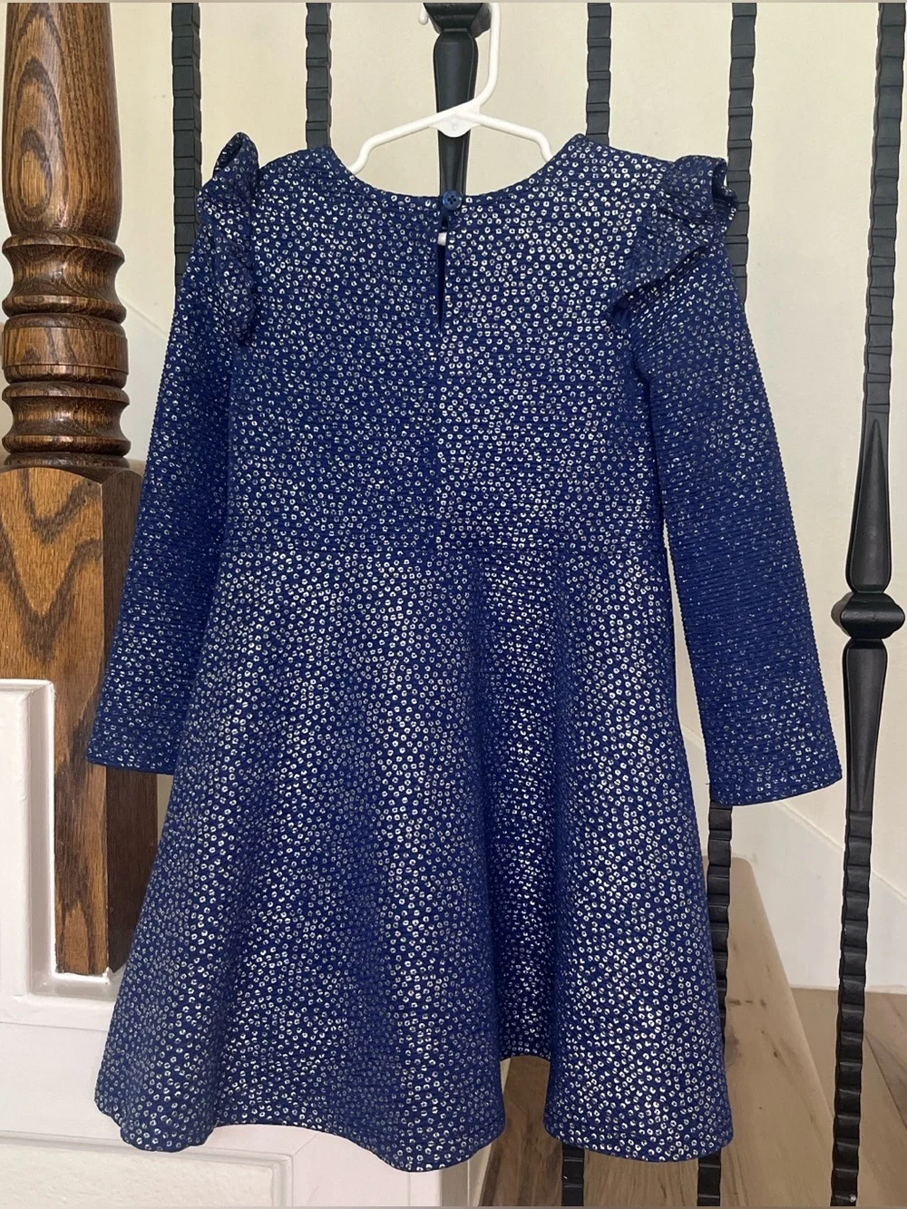 Pippa & Julie Navy Dress with Silver Dot Sparkle Holiday Night Out Shine Church